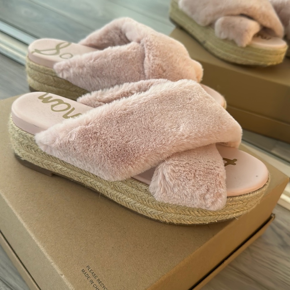 SAM EDELMAN Fur slide sandals